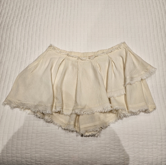 Free People Waterfall Skort Shorts Layered Mid-rise White Linen/Viscose Small - Picture 4 of 8